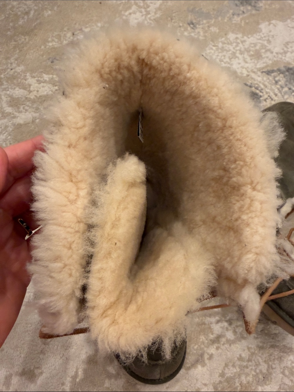 UGG Whitley Sage Green Suede Sheepskin Shearling Fur Boots Size 10 - Picture 4 of 12